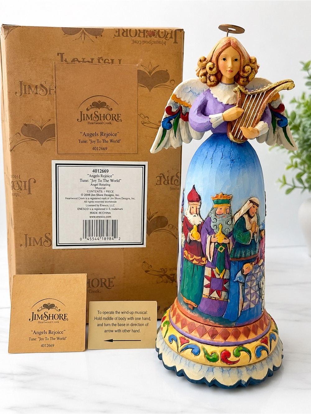 Jim Shore Heartwood Creek Angels Rejoice Musical Rotating Angel NWT in box